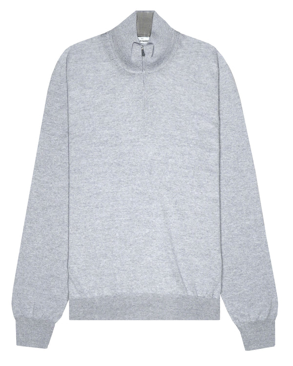 Gran Sasso Mock Zip Neck Sweater - Grey