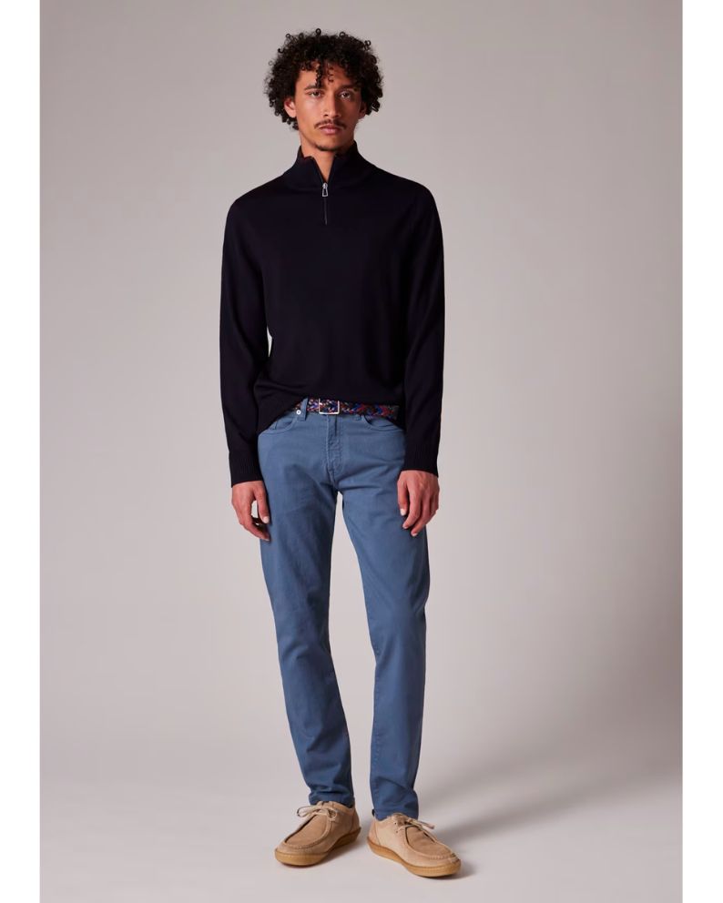 Paul Smith Merino Wool Half Zip Sweater - Navy Blue