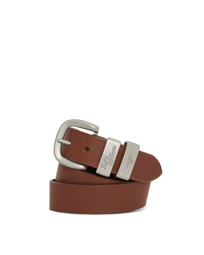 R.M. Williams 1 1/2&quot; 3 Piece Solid Hide Belt - Dark Tan