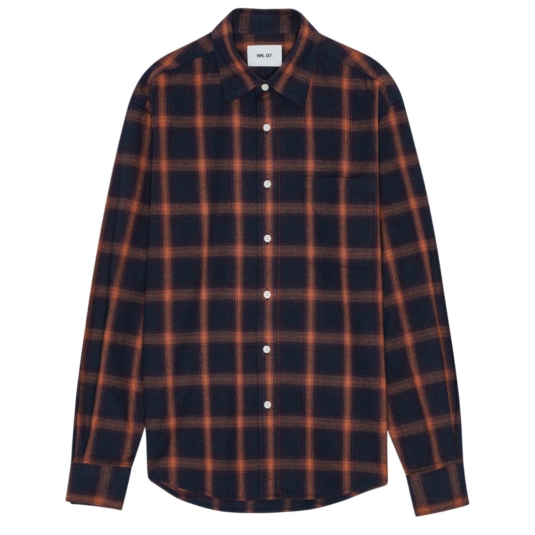 NN07 Deon Check Shirt - Marine Navy