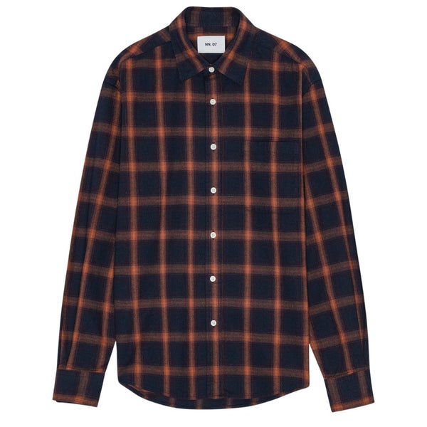 NN07 Deon Check Shirt - Marine Navy