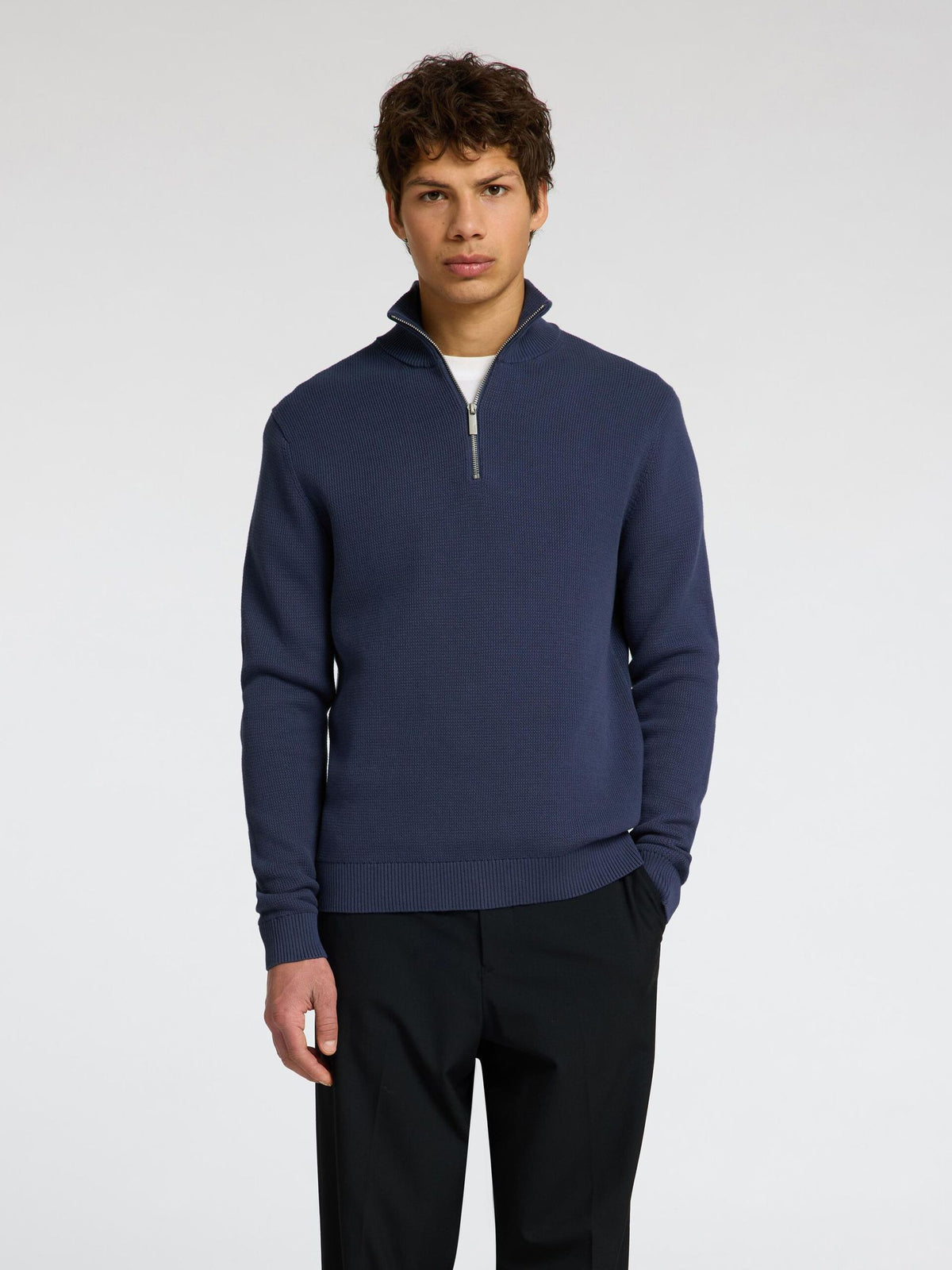 Selected Homme Half Zip Jumper - Blue