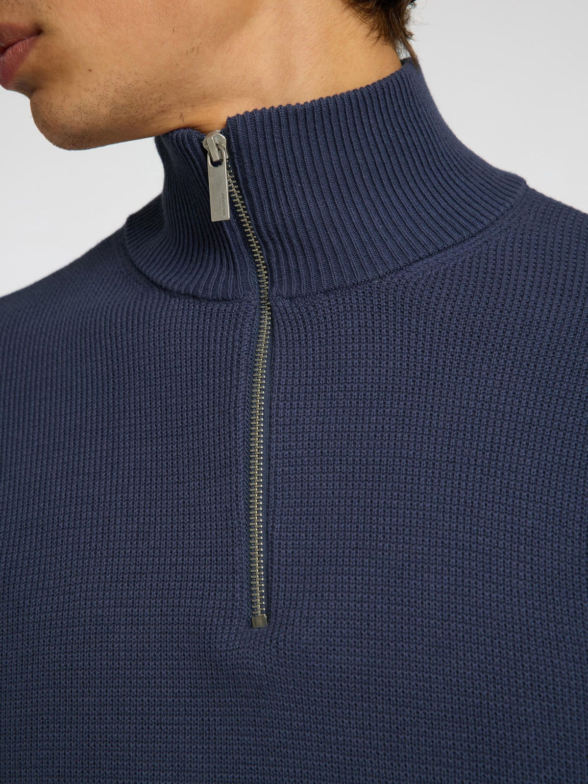 Selected Homme Half Zip Jumper - Blue