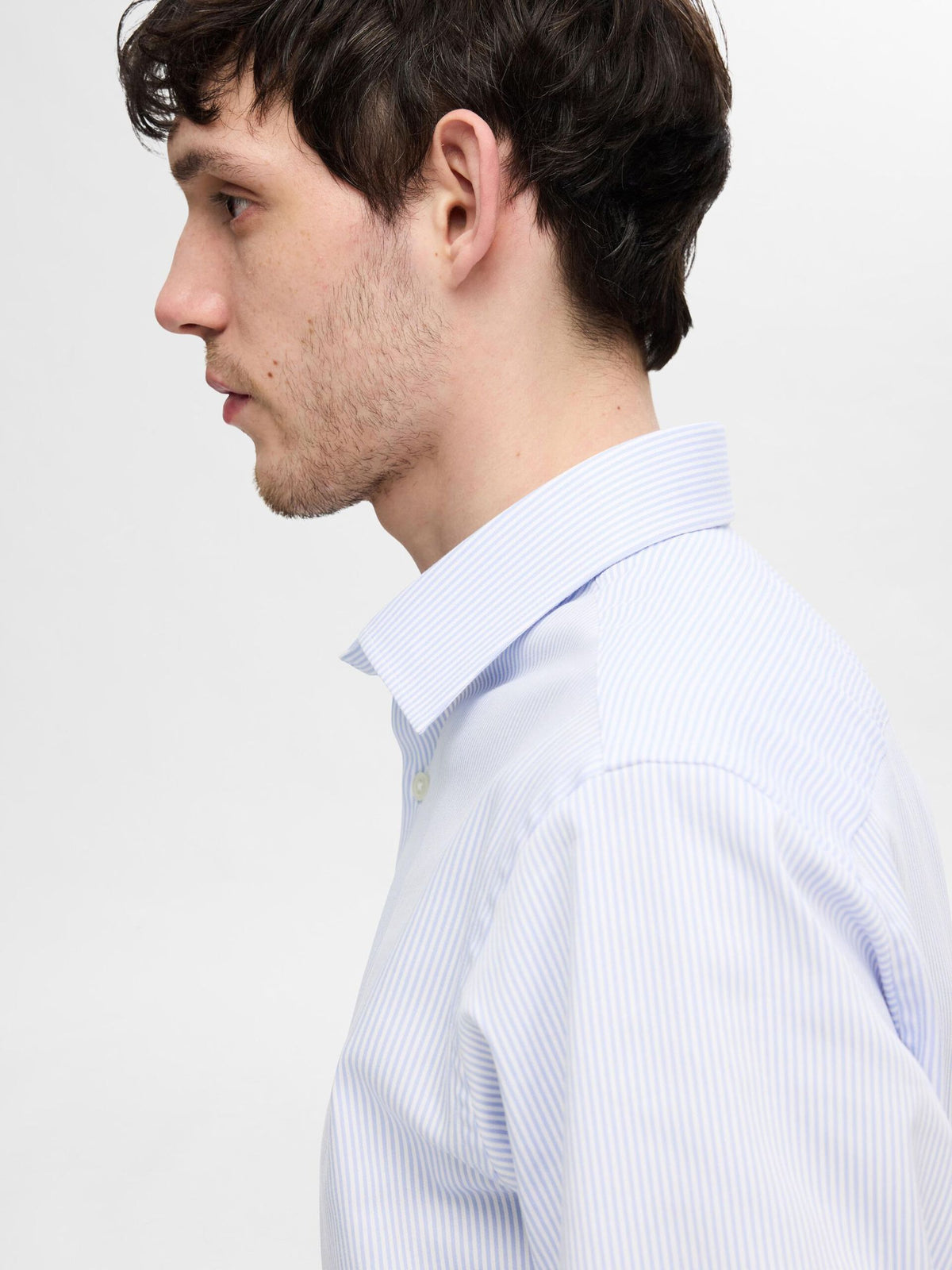 Selected Homme Slim Fit Striped Stretch Shirt - Blue