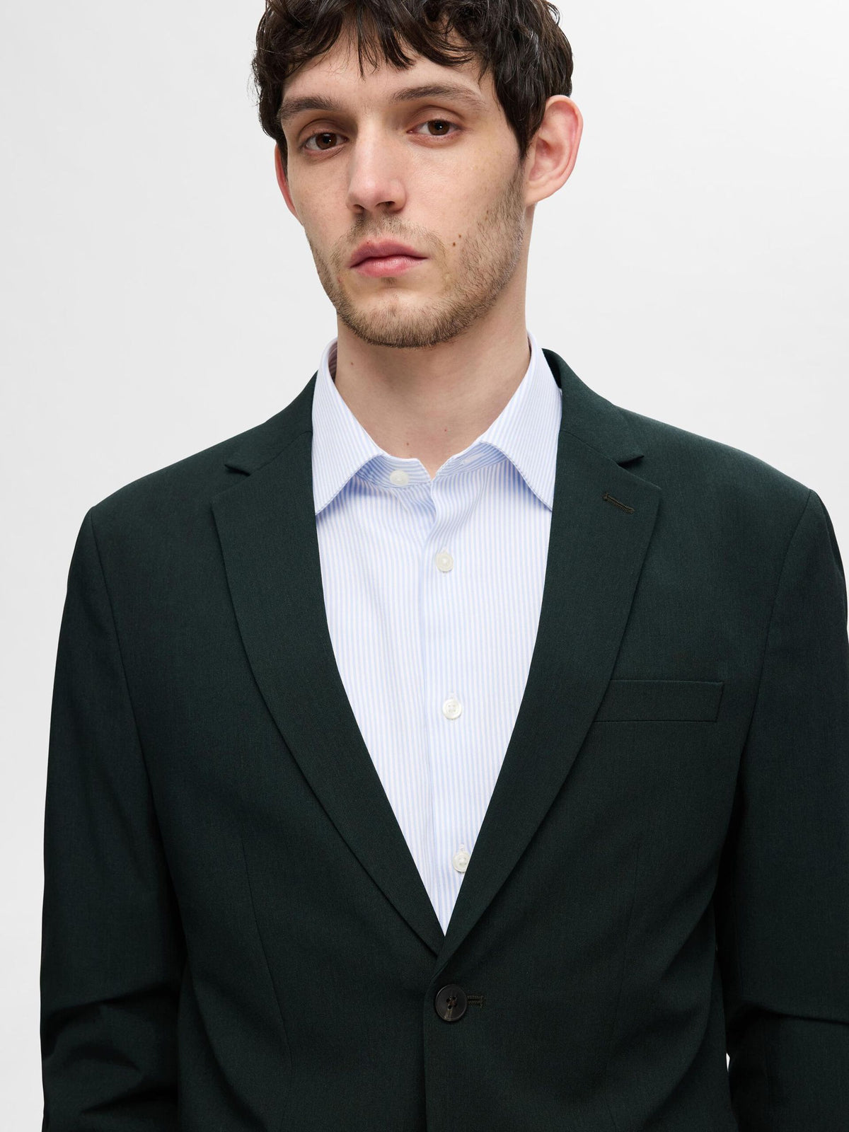 Selected Homme Slim Fit Striped Stretch Shirt - Blue