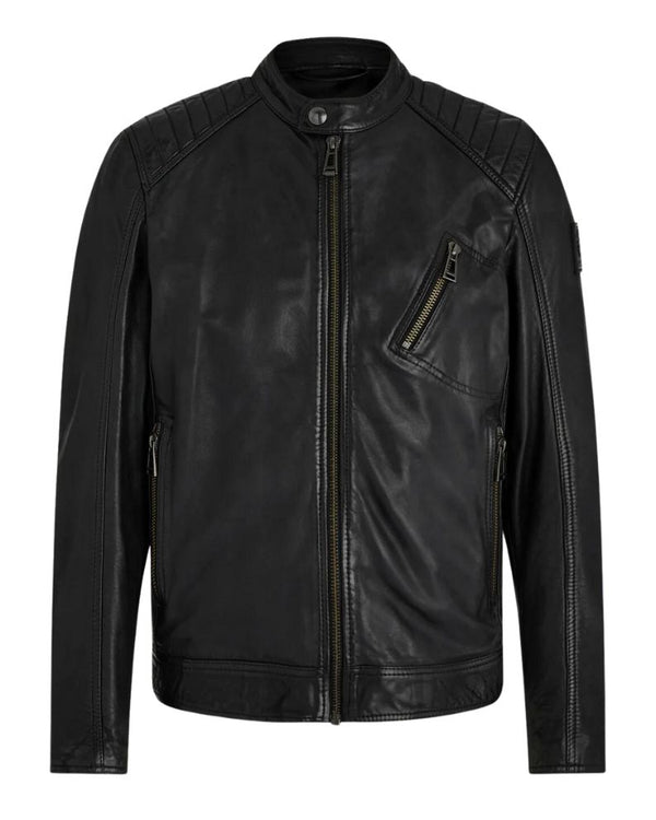 Belstaff V Racer Jacket Cheviot Leather - Black