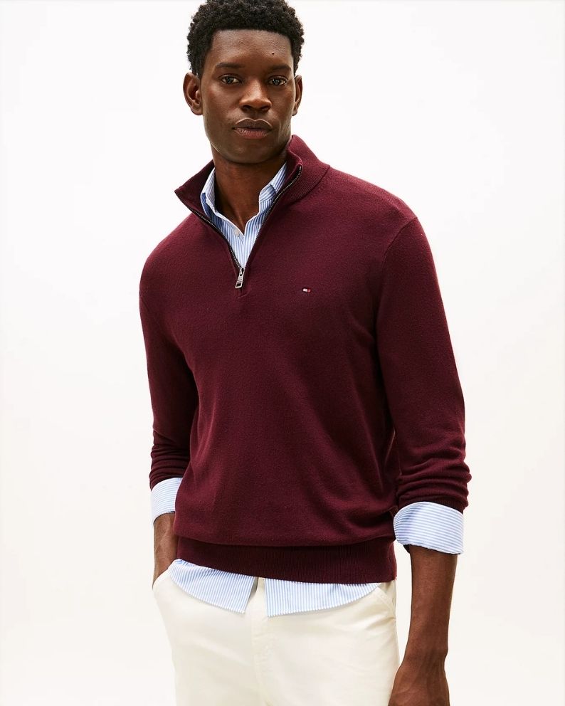Tommy Hilfiger 1/2 Zip Knit - Burgundy