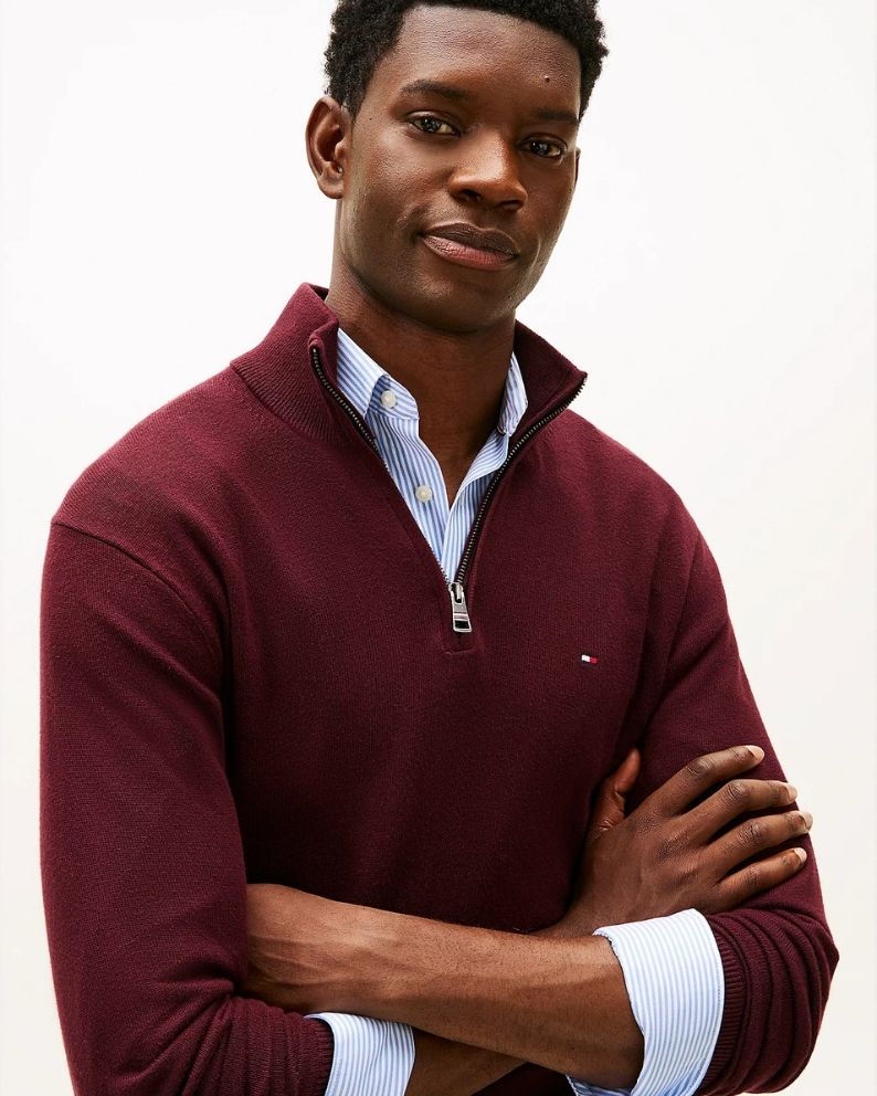 Tommy Hilfiger 1/2 Zip Knit - Burgundy