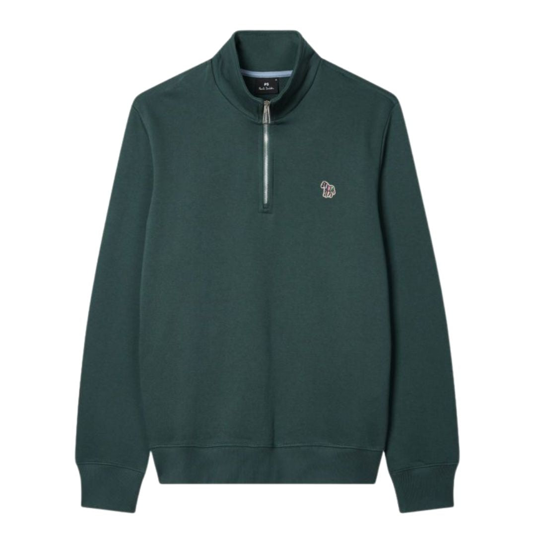 Paul Smith Organic Cotton Logo Half Zip Sweatshirt - Green