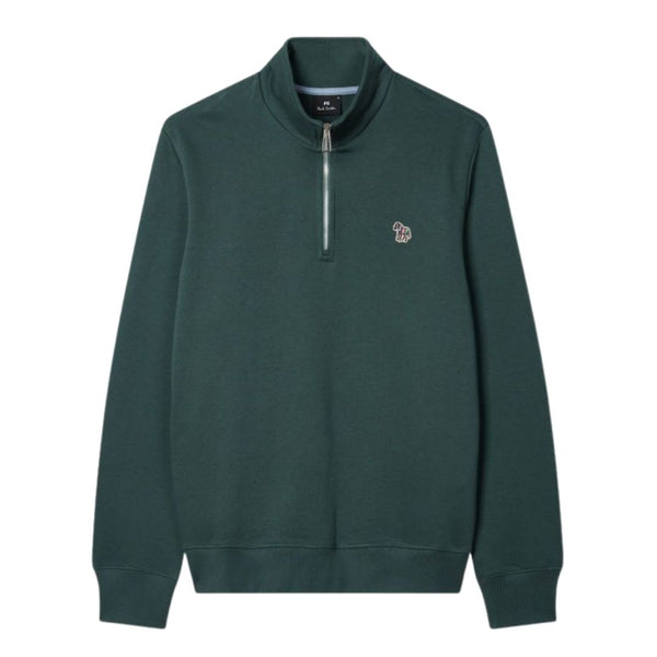 Paul Smith Organic Cotton Logo Half Zip Sweatshirt - Green