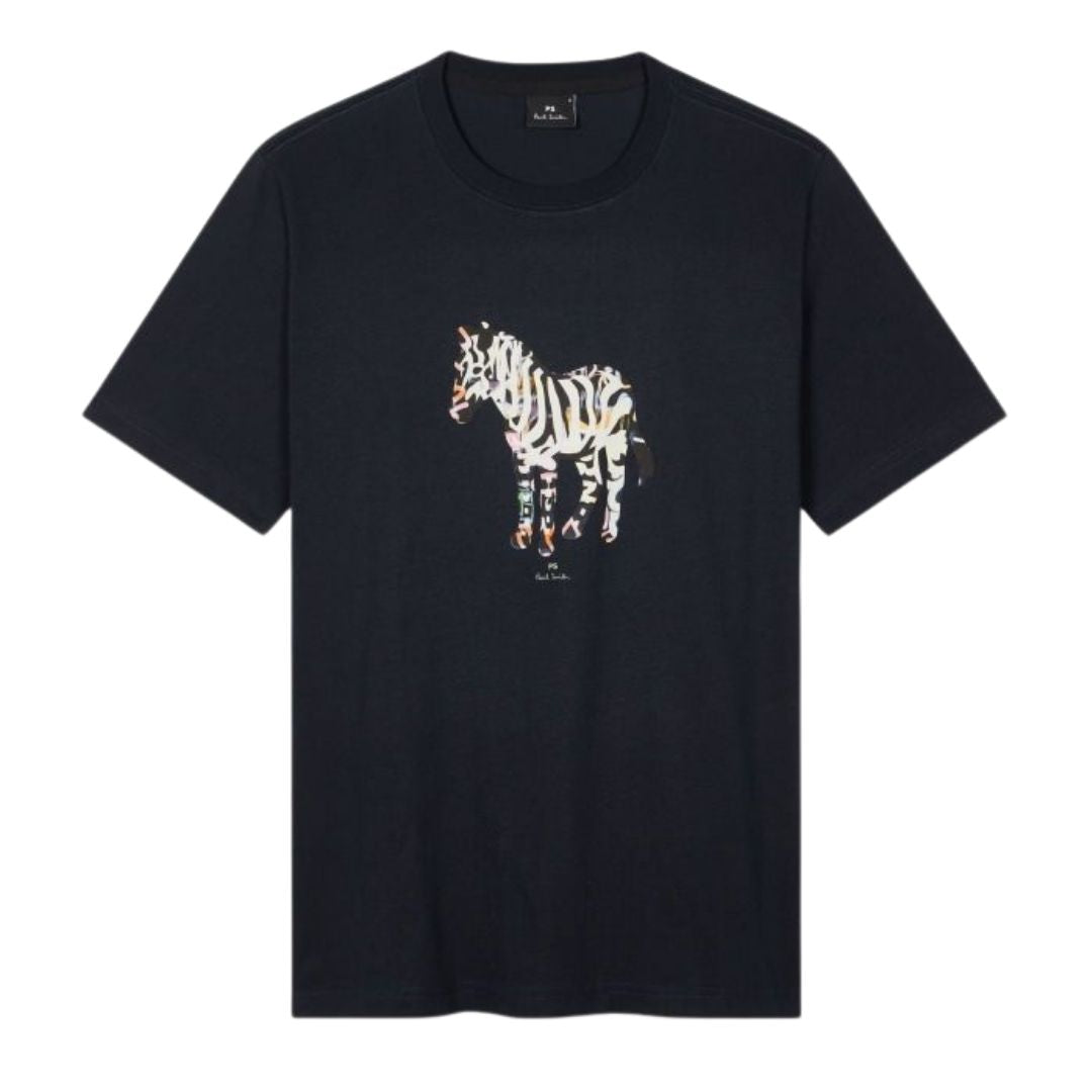 Paul Smith Organic Cotton Graffiti Zebra T-Shirt - Navy Blue