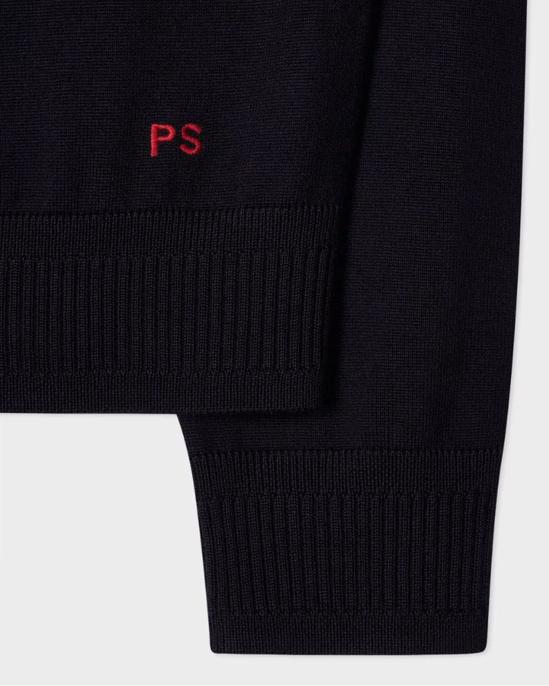 Paul Smith Merino Wool Half Zip Sweater - Navy Blue