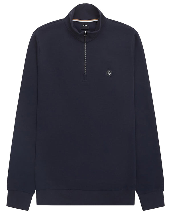 BOSS Logo-Appliqué Zip-Up Sweater - Blue