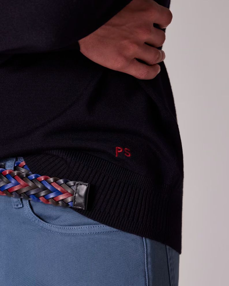 Paul Smith Merino Wool Half Zip Sweater - Navy Blue