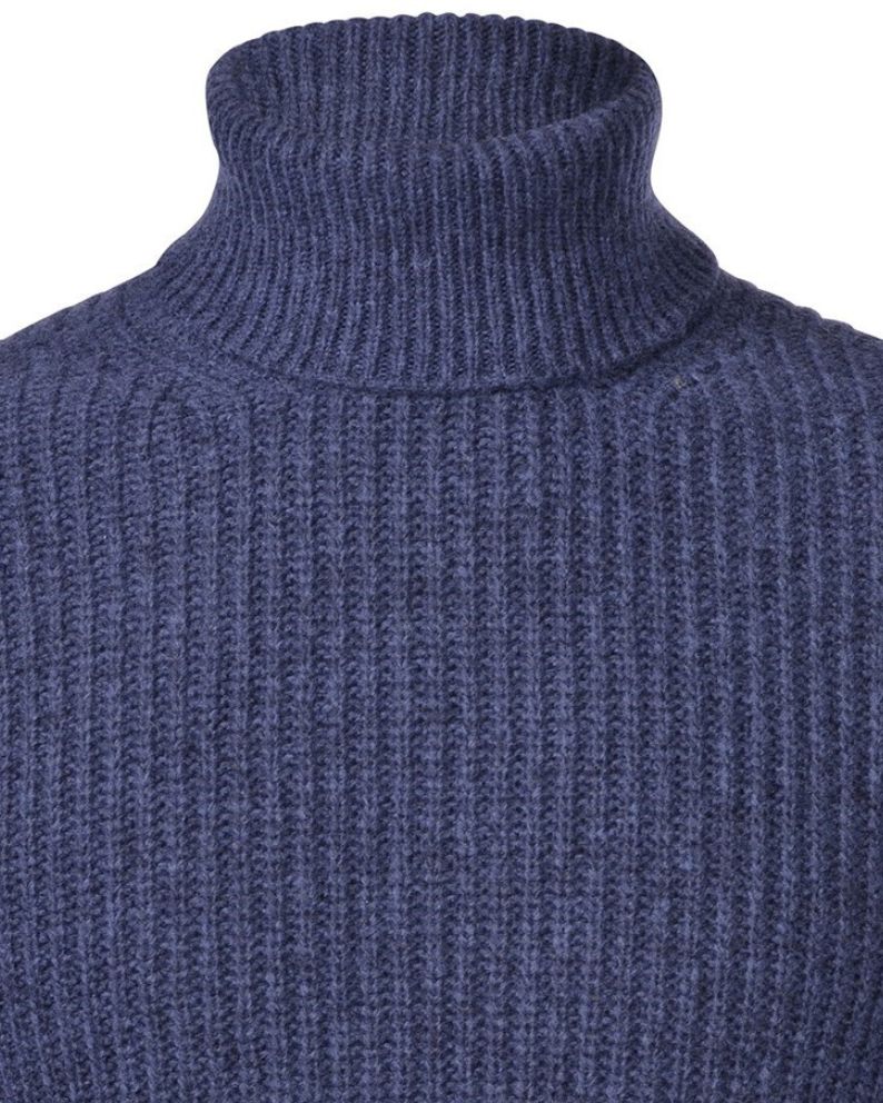 Gran Sasso Pearl Ribbed Turtle Neck - Blue