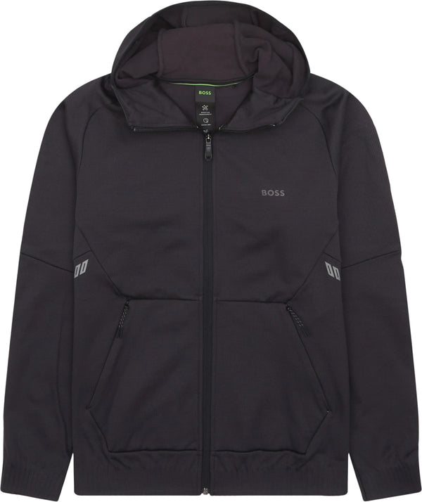 Boss Green Civic Hooded Zip Sweatshirt - Black