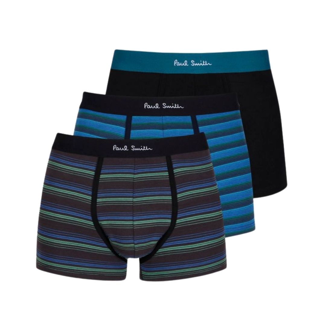 Paul Smith 3 Pack Stripe Boxer Briefs - Black &amp; Blue