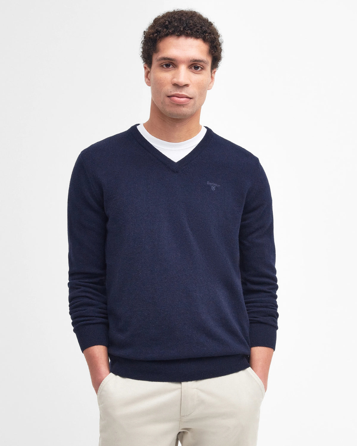 Barbour Essential Lambswool V-Neck - Navy