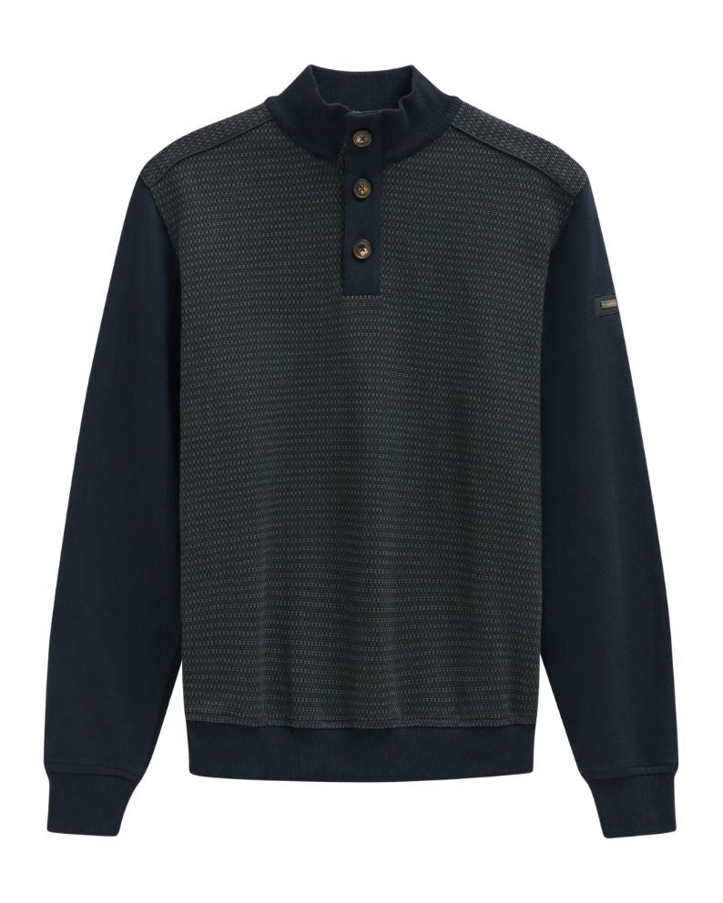 Bugatti Button Neck Sweatshirt - Green