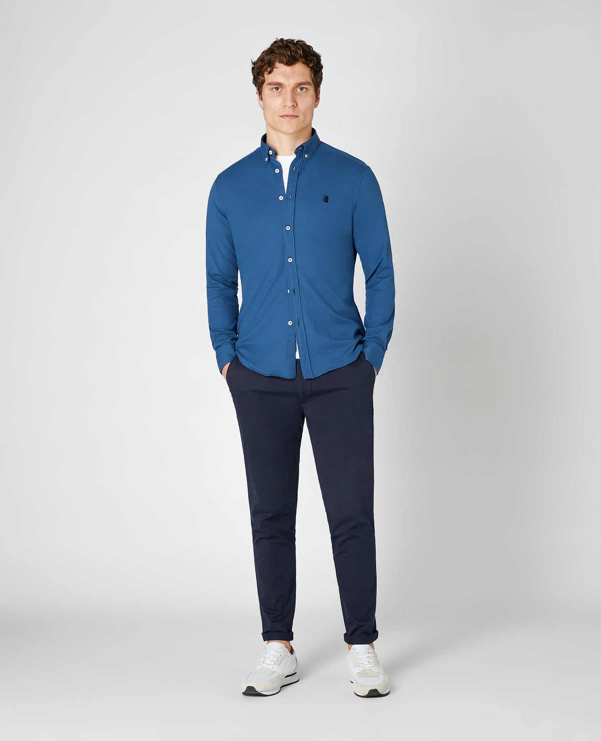 Remus Uomo Rome Long Sleeve Casual Shirt - Blue