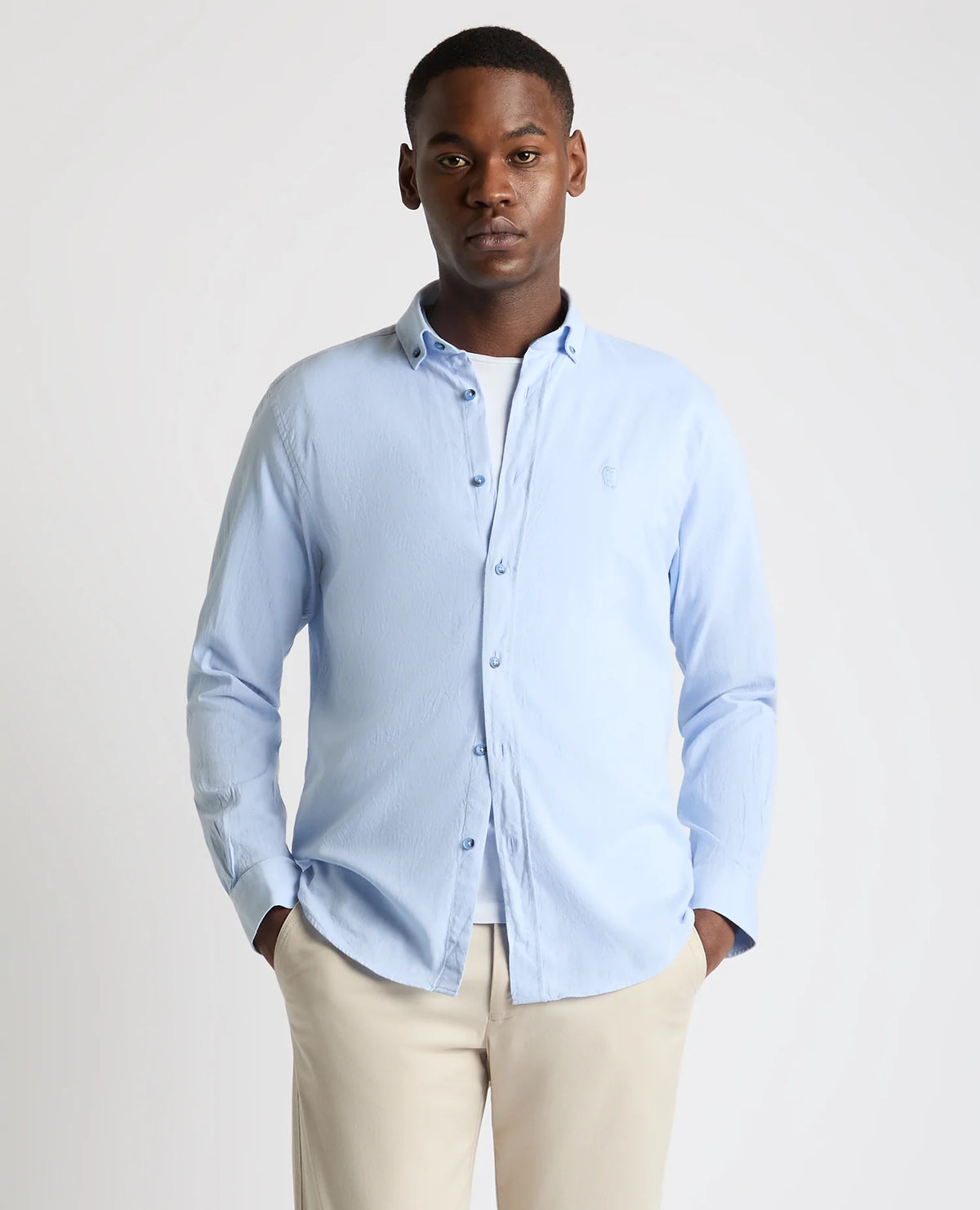 Remus Uomo Tapered Long Sleeve Casual Shirt - Blue
