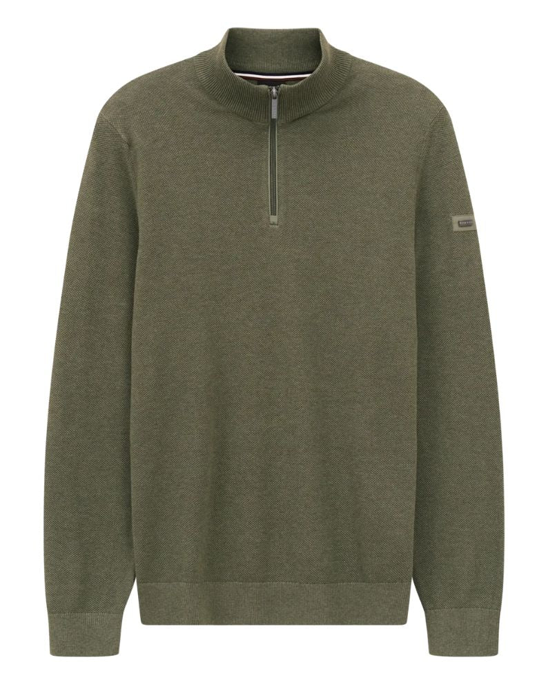 Bugatti Zip Neck Sweater - Olive