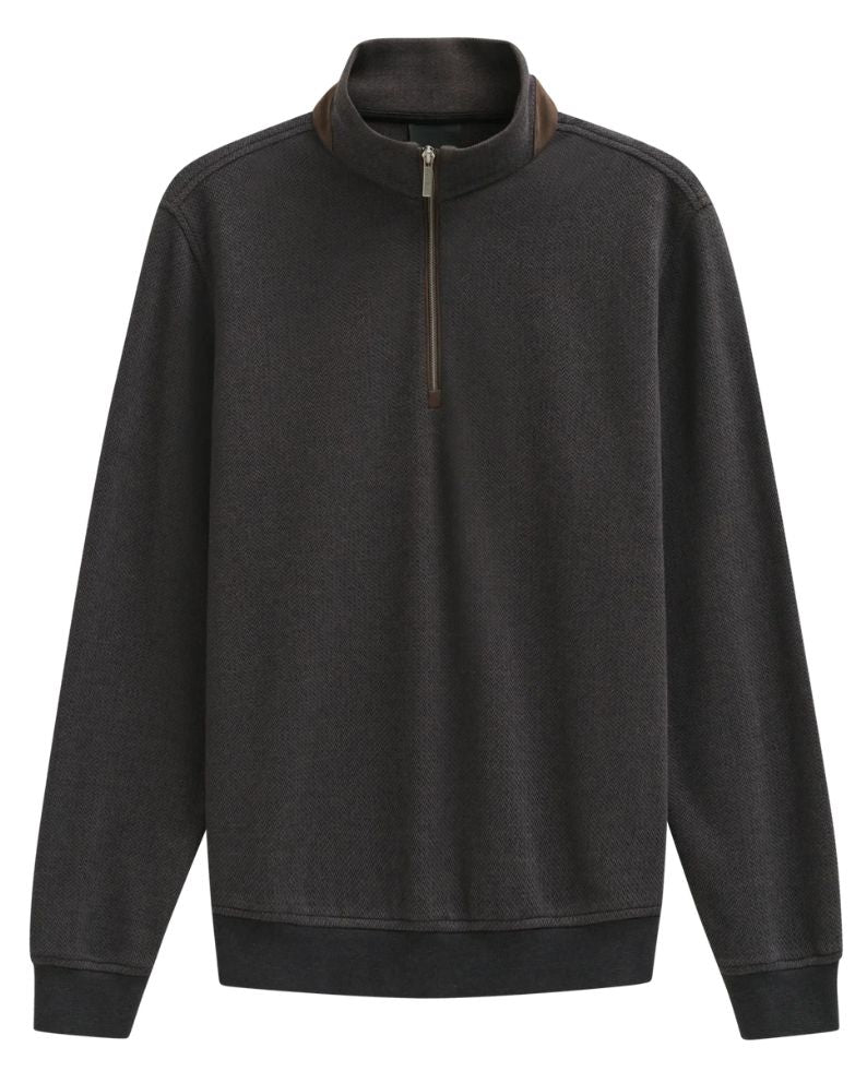 Bugatti Zip Neck Sweatshirt - Brown