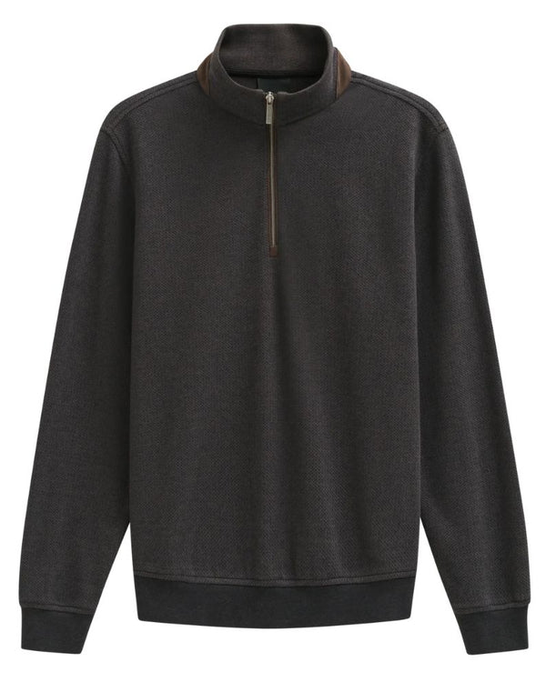 Bugatti Zip Neck Sweatshirt - Brown