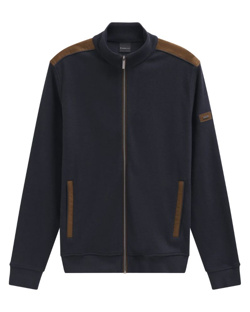 Bugatti Zip Thru Knitted Jkt - Navy