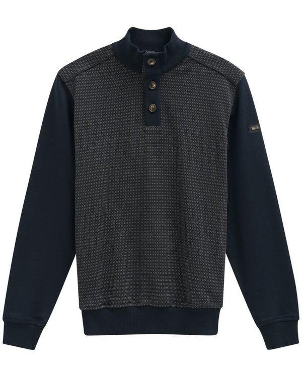 Bugatti Button Neck Sweatshirt - Brown