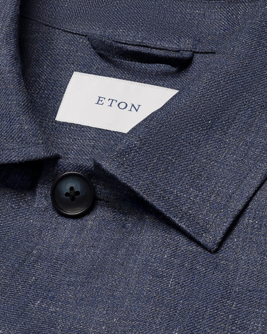 Eton Four Pocket Linen Overshirt – Navy