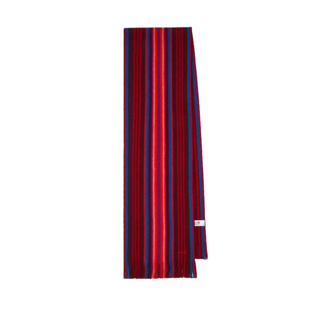 Paul Smith Multistripe Merino Wool Scarf - Red