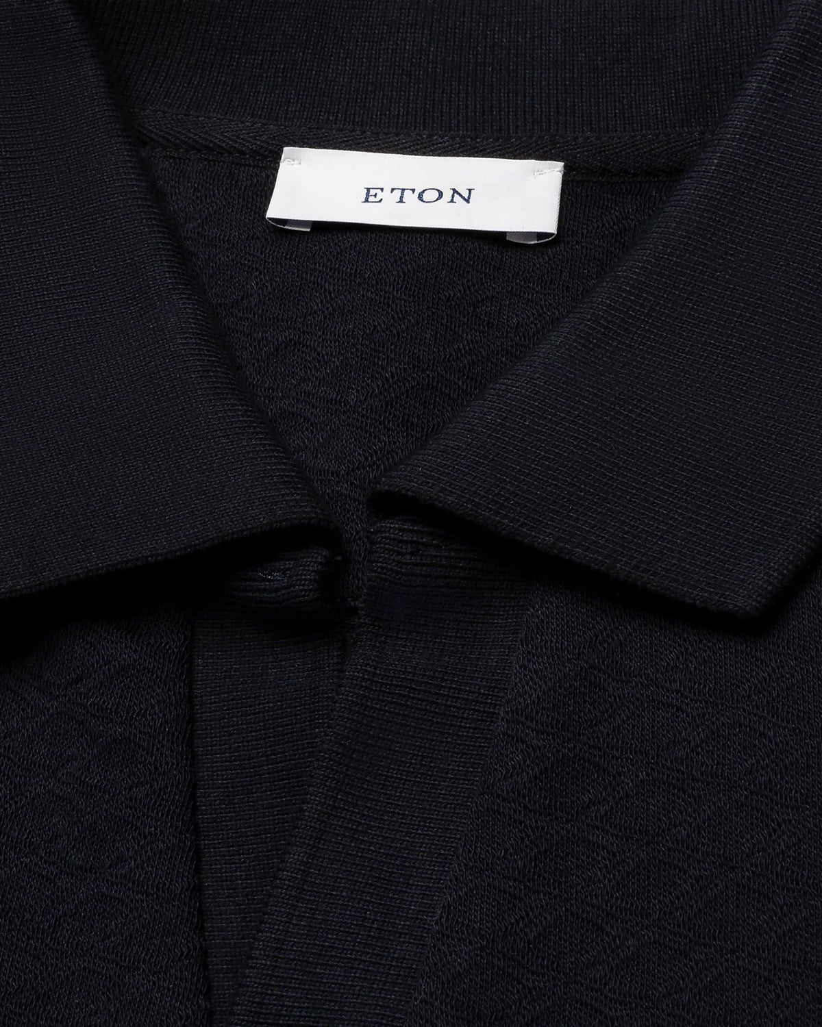 Eton Diamond Jaquard Polo Shirt - Navy Blue