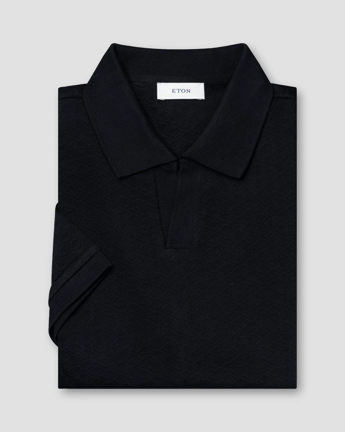 Eton Diamond Jaquard Polo Shirt - Navy Blue