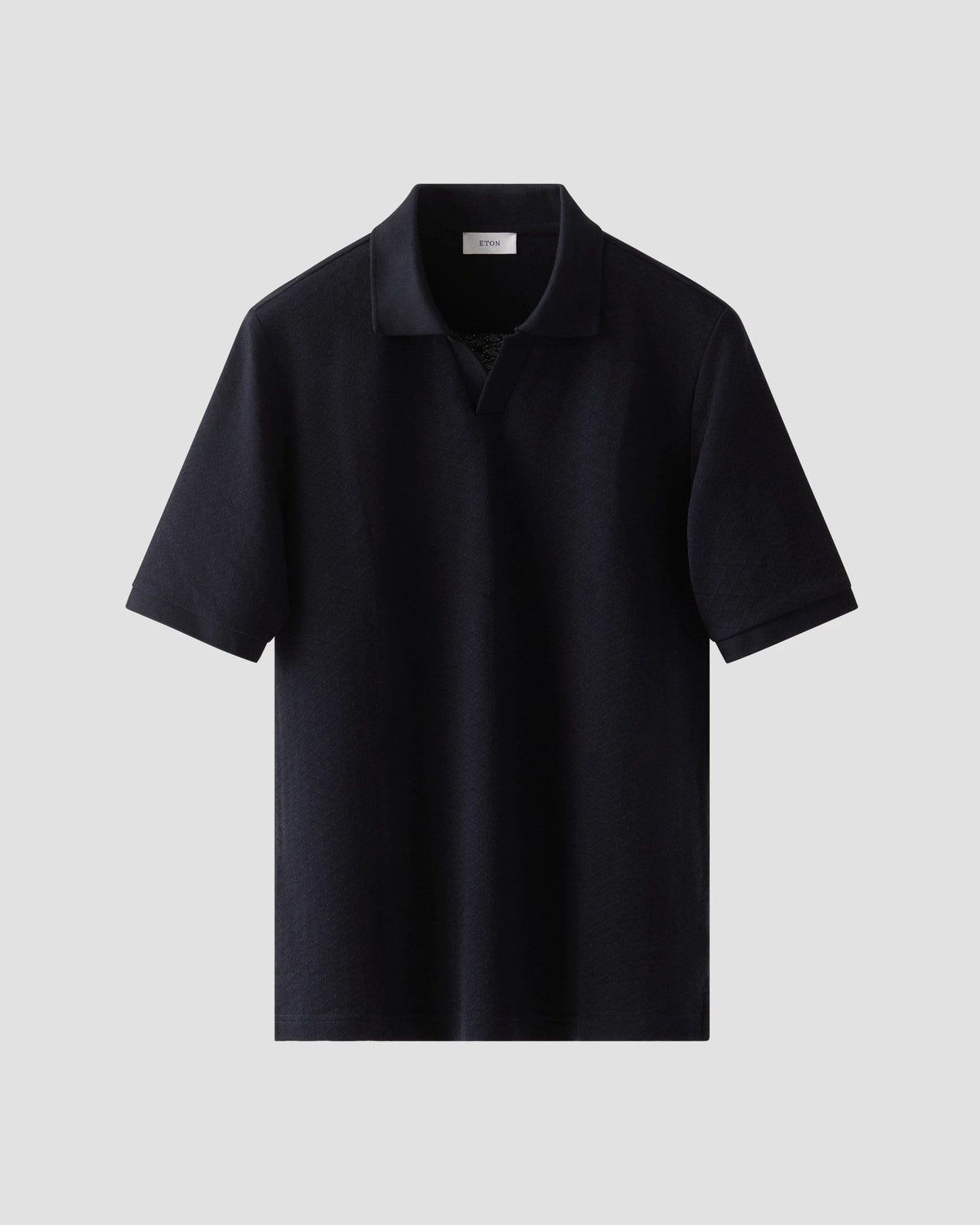 Eton Diamond Jaquard Polo Shirt - Navy Blue
