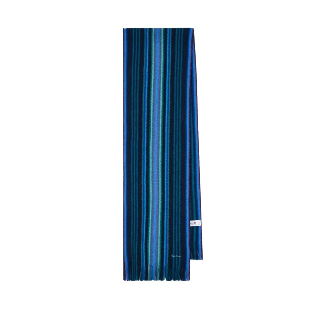 Paul Smith Multistripe Merino Wool Scarf - Blue