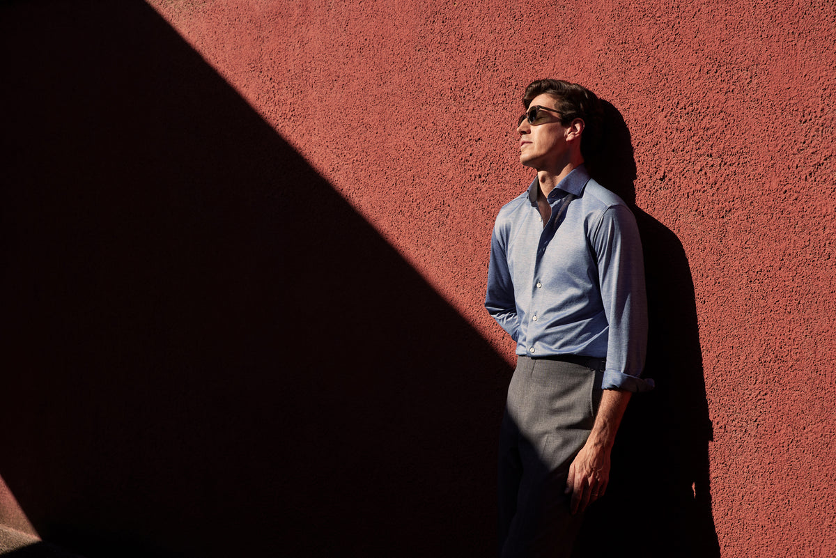 Eton Filo di Scozia Oxford Shirt - Blue