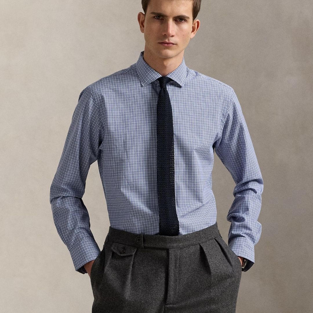 Polo Ralph Lauren Custom Fit Checked Poplin Shirt - Blue
