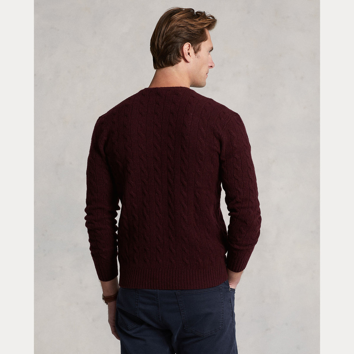 Polo Ralph Lauren Cable-Knit Wool-Cashmere Sweater - Wine