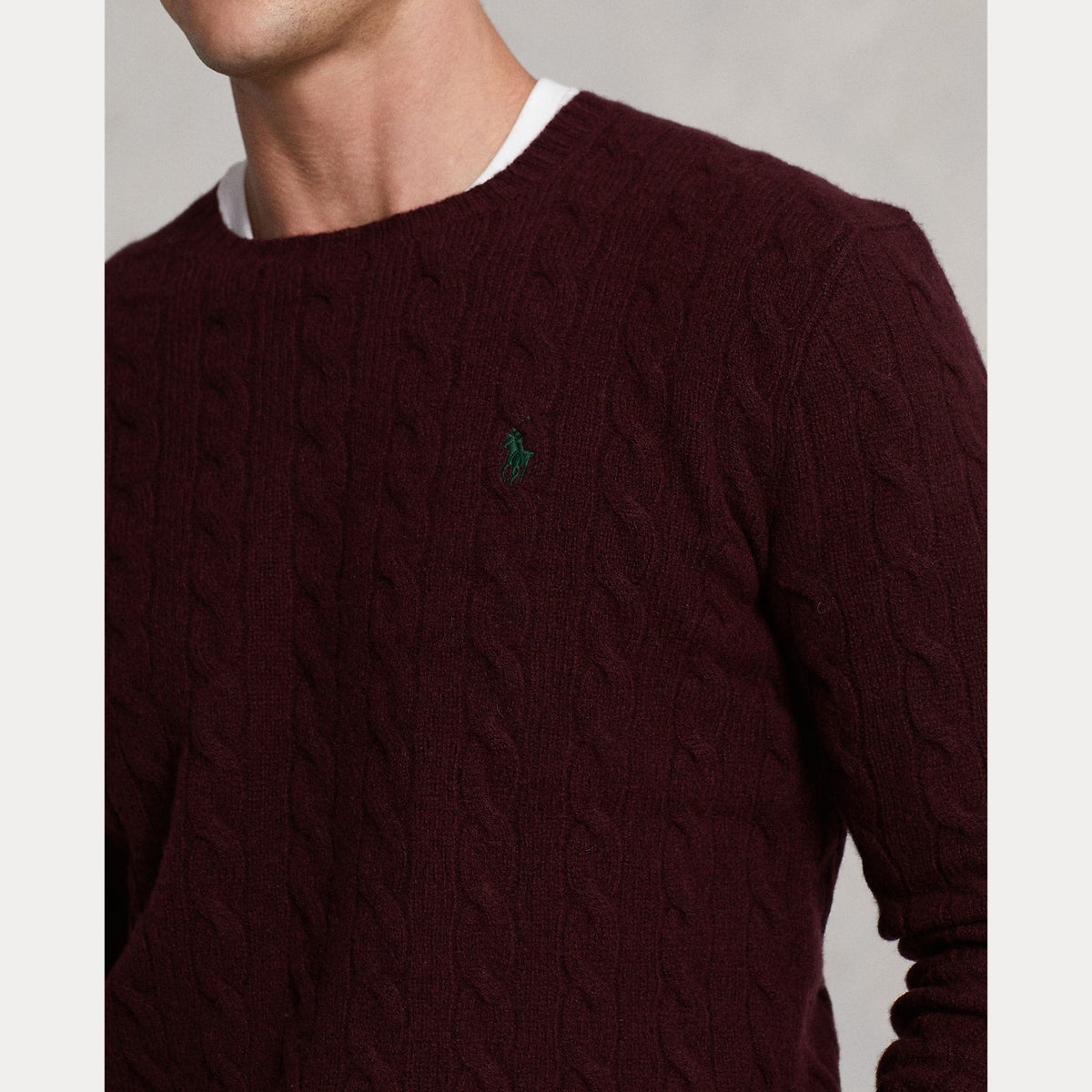 Polo Ralph Lauren Cable-Knit Wool-Cashmere Sweater - Wine