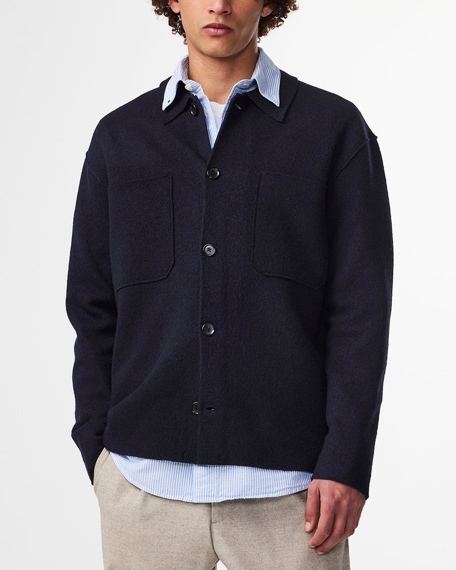NN07 Jonas Merino Wool Hybrid Overshirt – Navy