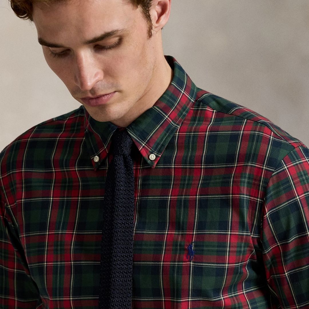 Polo Ralph Lauren Custom Fit Plaid Twill Shirt - Red/Green