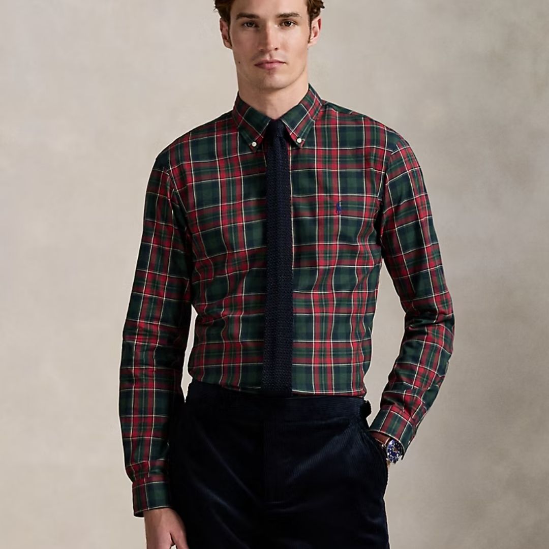Polo Ralph Lauren Custom Fit Plaid Twill Shirt - Red/Green