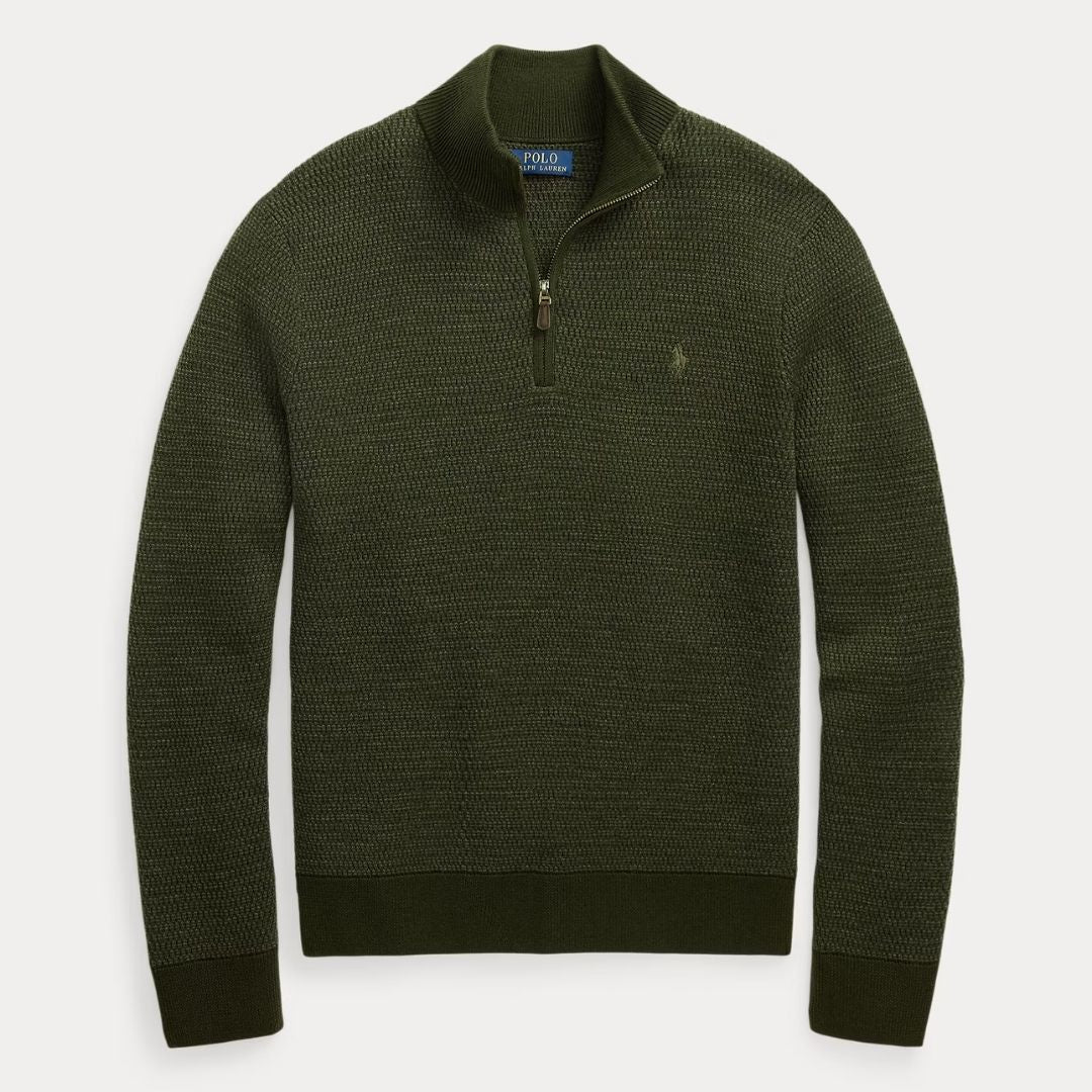 Polo Ralph Lauren Washable Wool Quarter-Zip Jumper - OLIVE