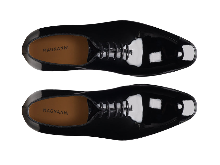 Magnanni Fleur Patent Leather Oxford Shoe - Black