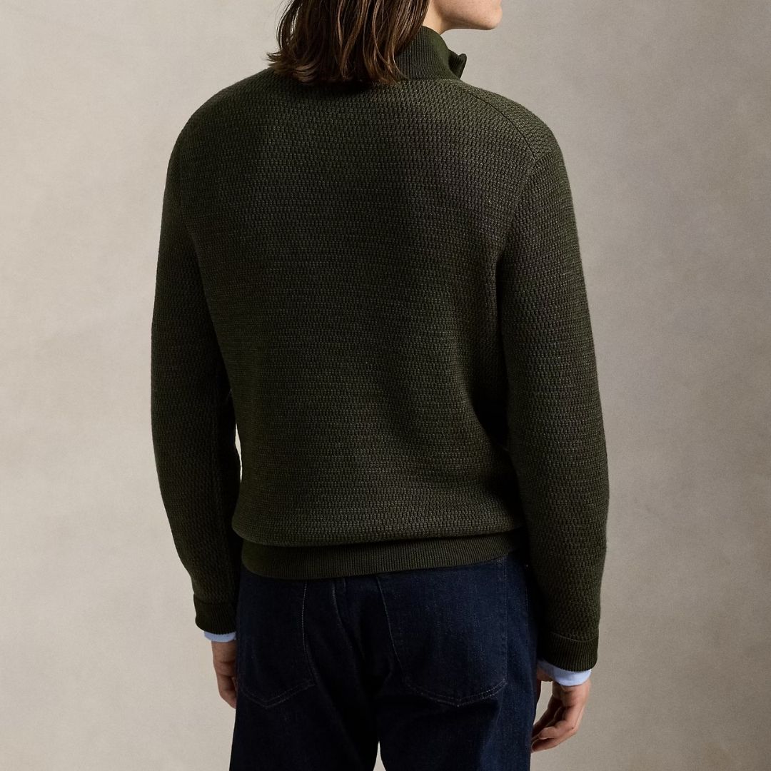 Polo Ralph Lauren Washable Wool Quarter-Zip Jumper - OLIVE