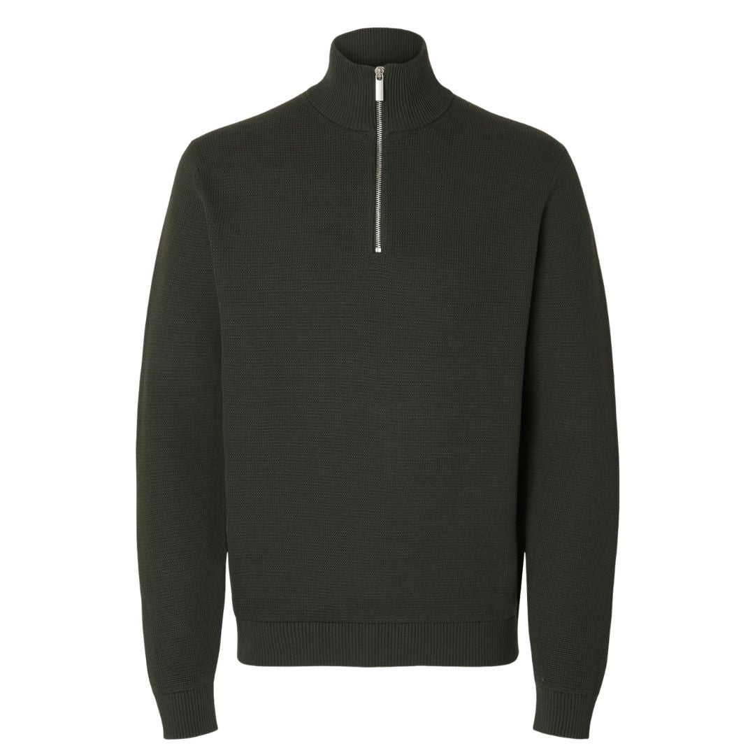 Selected Homme Half Zip Jumper - Green