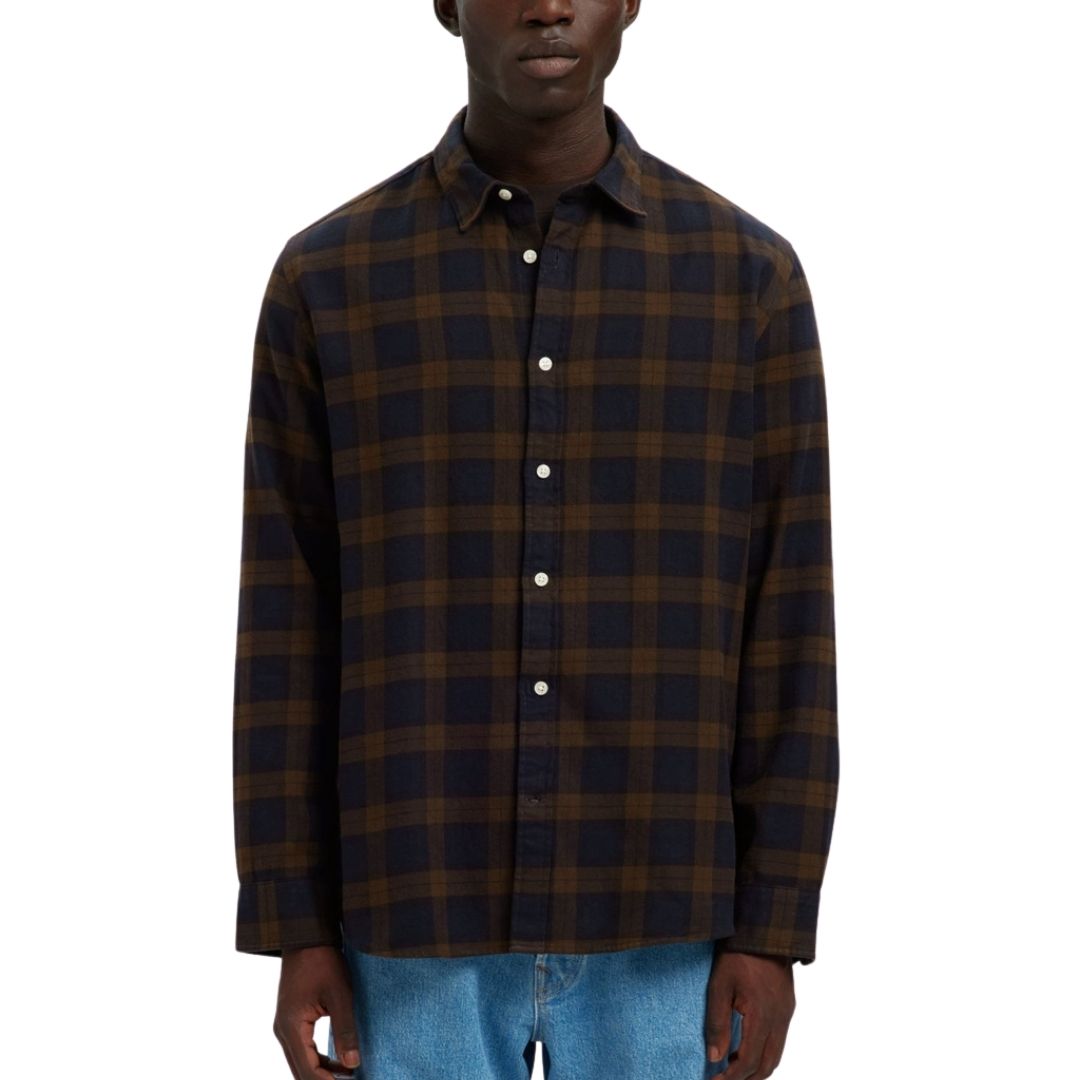 Selected Homme Regular Fit Check Shirt - Brown