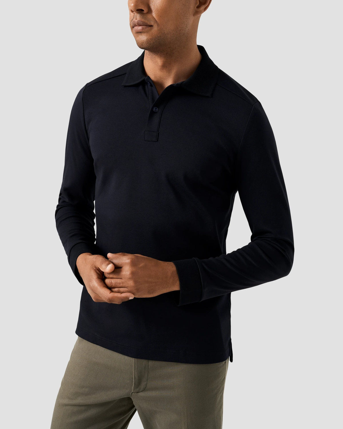 Eton Navy blue Interlock Polo Shirt  - Navy