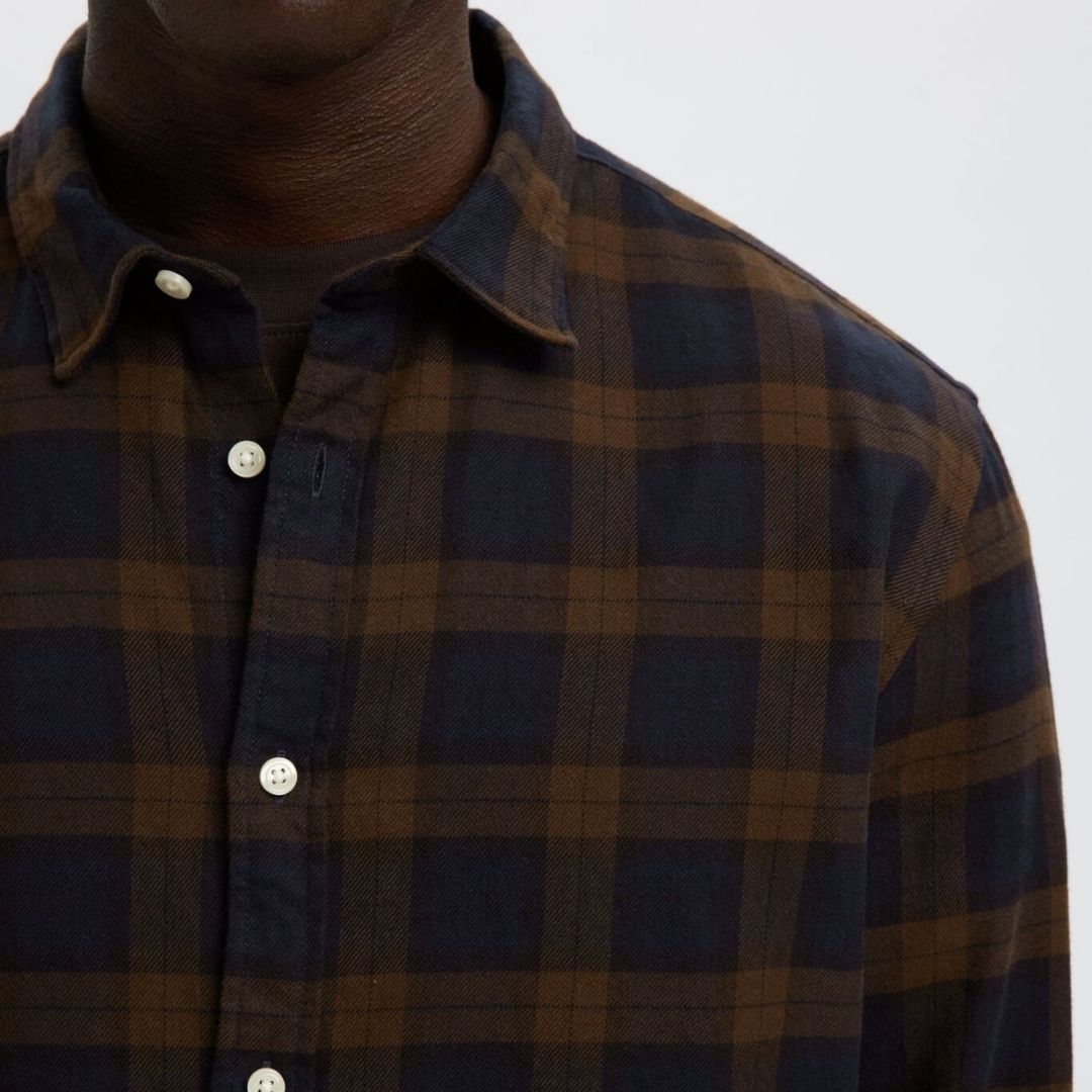 Selected Homme Regular Fit Check Shirt - Brown